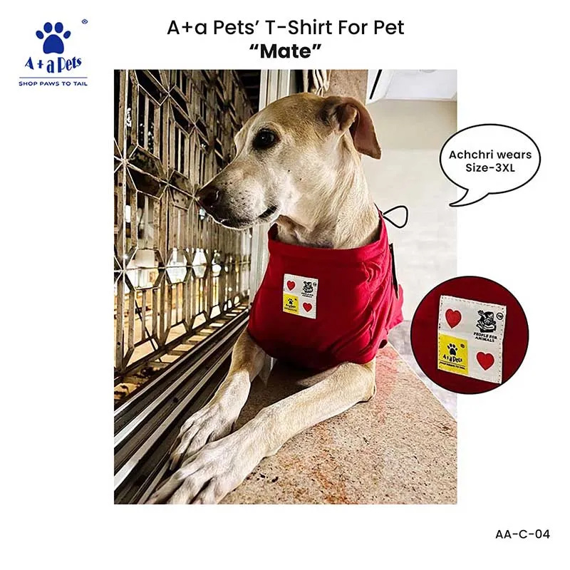 A a Pets' Graphic Printed T-Shirt for Human 'Soul/Black' & Pets 'Mate/Red' - Combo
