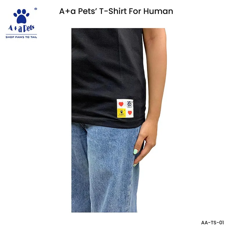 A a Pets' Graphic Printed T-Shirt for Human 'Soul/Black' & Pets 'Mate/Red' - Combo