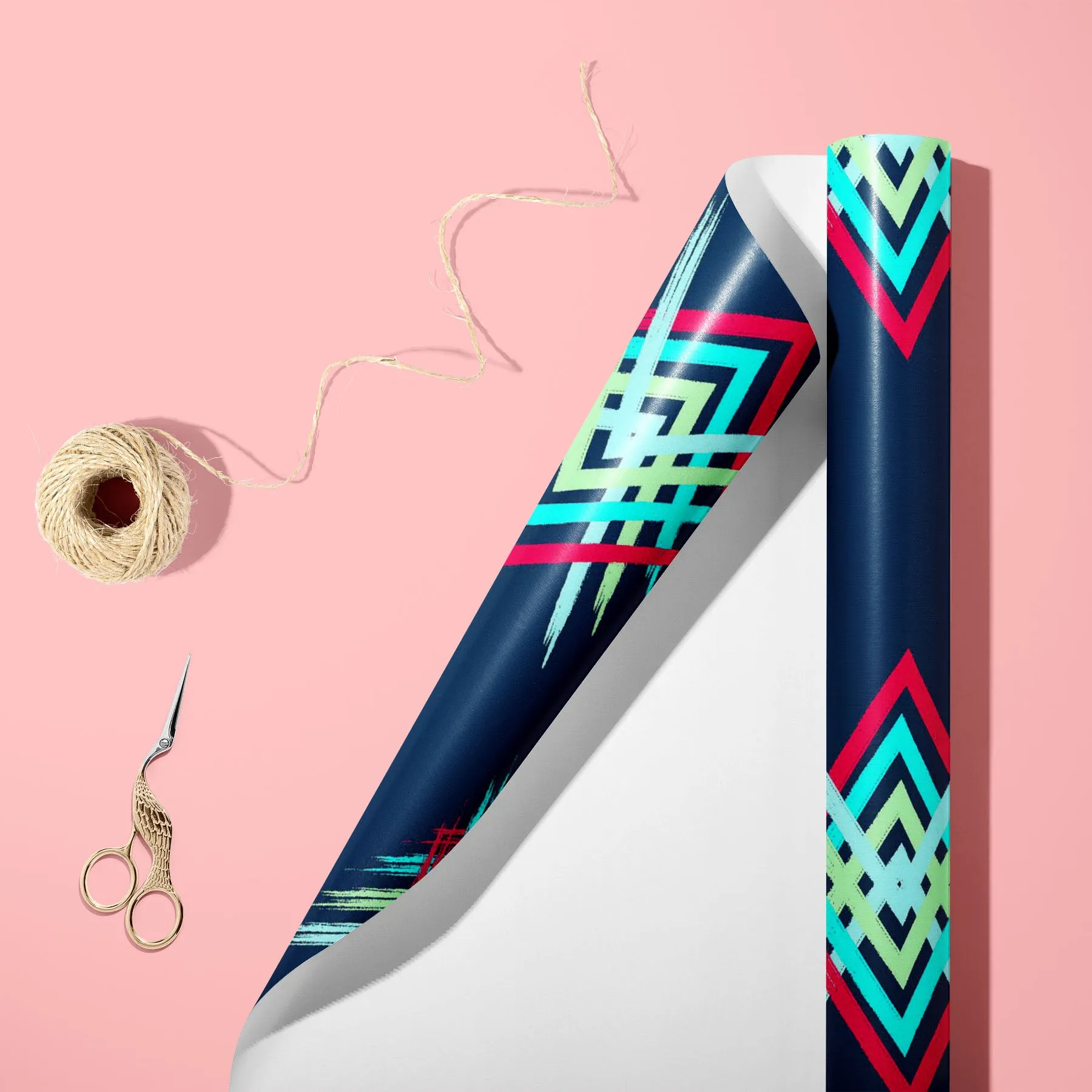 Abstract Boho Chevron Art & Craft Gift Wrapping Paper