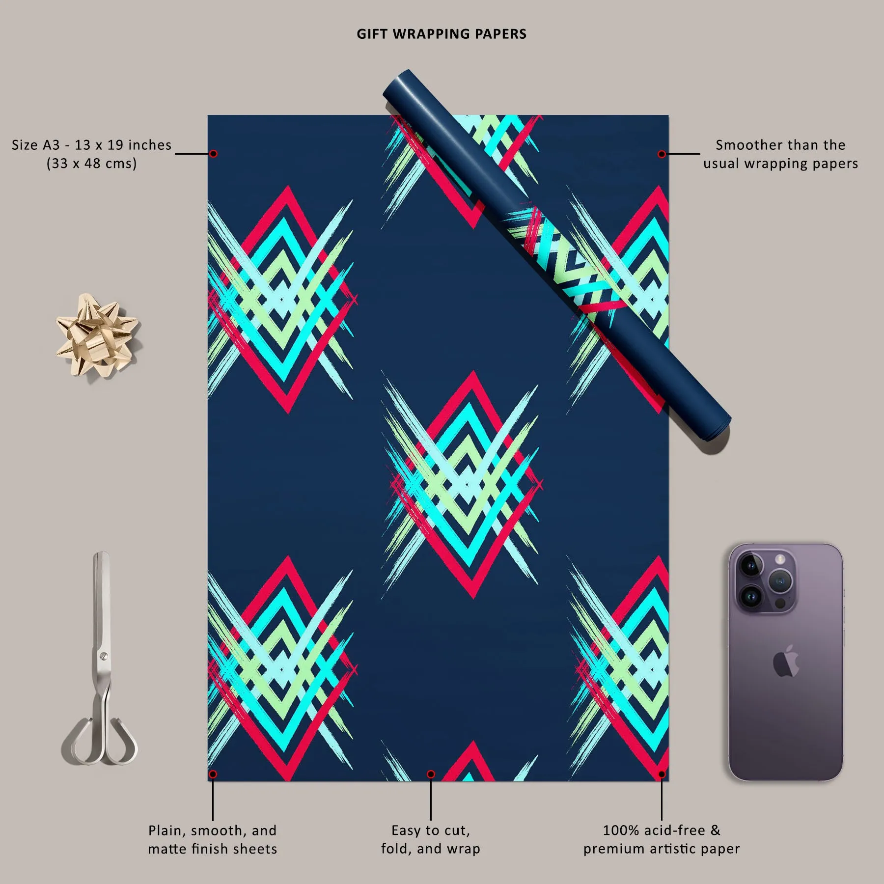 Abstract Boho Chevron Art & Craft Gift Wrapping Paper