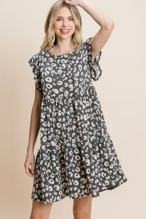 Animal Print Babydoll Dress