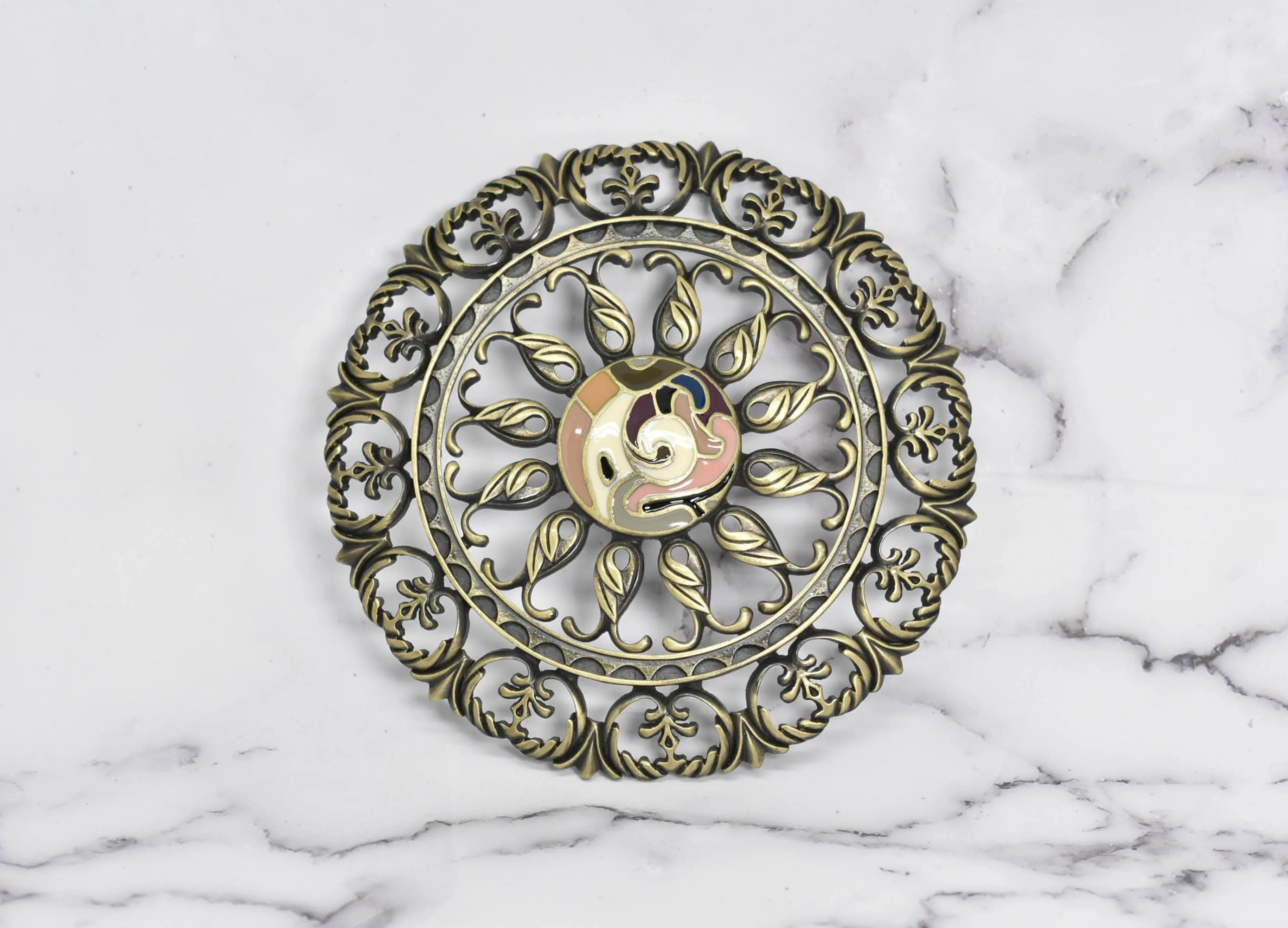 Antique Bronze Floral Buckle- 5"- 1 Piece