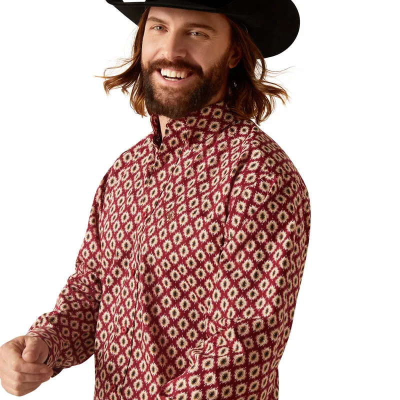 Ariat Men’s Nevil Classic Fit Long Sleeve Shirt, Tibetan Red