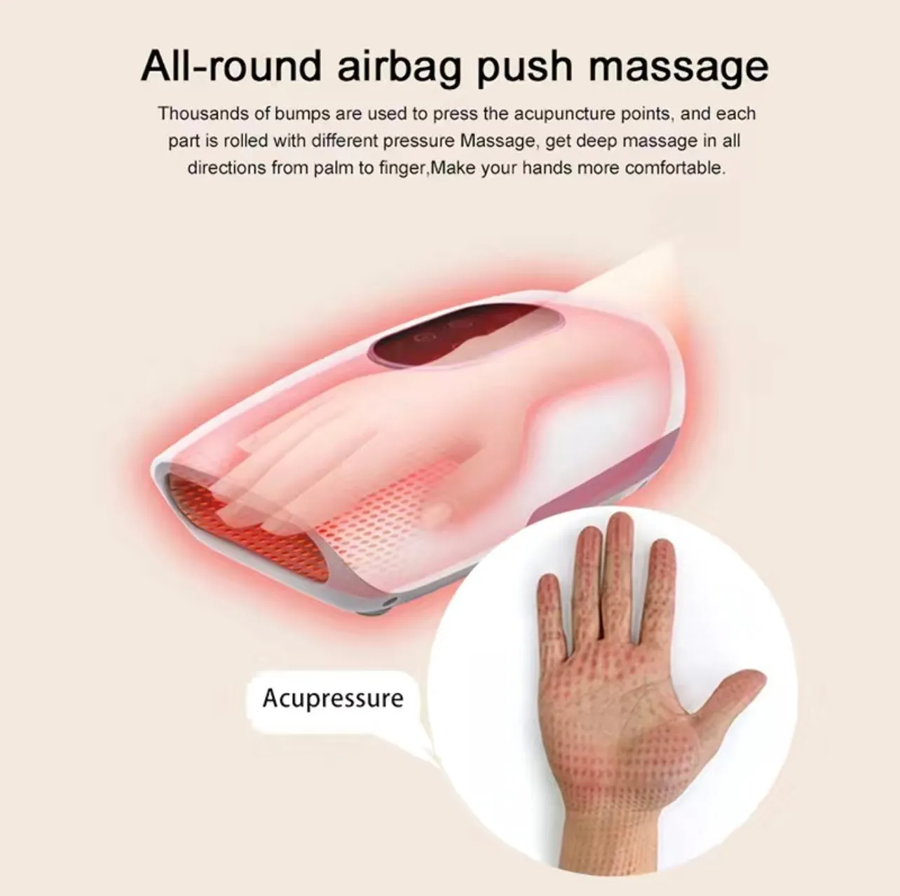 Arthritis and Carpel Tunnel Relief- Heated Compression Acupressure Hand Massager- Salon Quality at Home