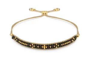 Aslan Gold & Black Beaded Friendship Bracelet