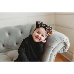 black boho floral "julia" headwrap