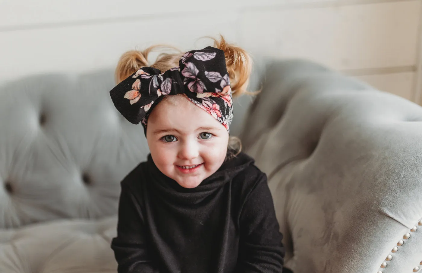 black boho floral "julia" headwrap