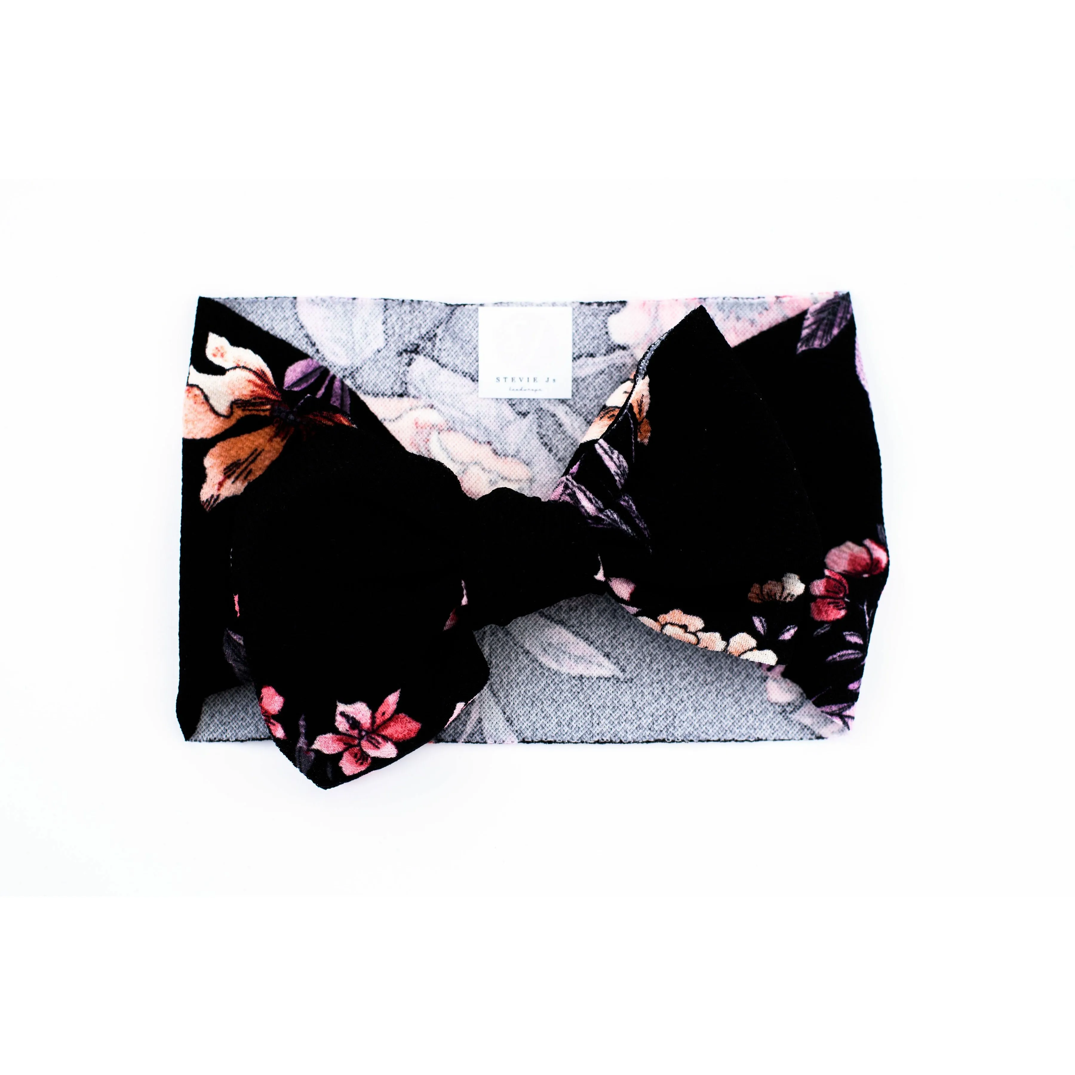 black boho floral "julia" headwrap