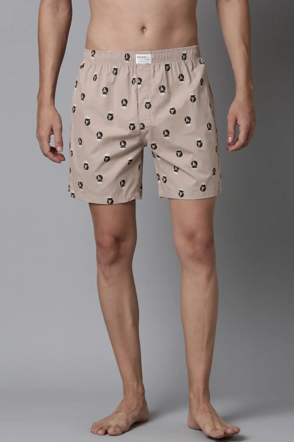 Black Printed, Dark-Tan Printed & Beige Printed 365 Boxers Triplet Combo