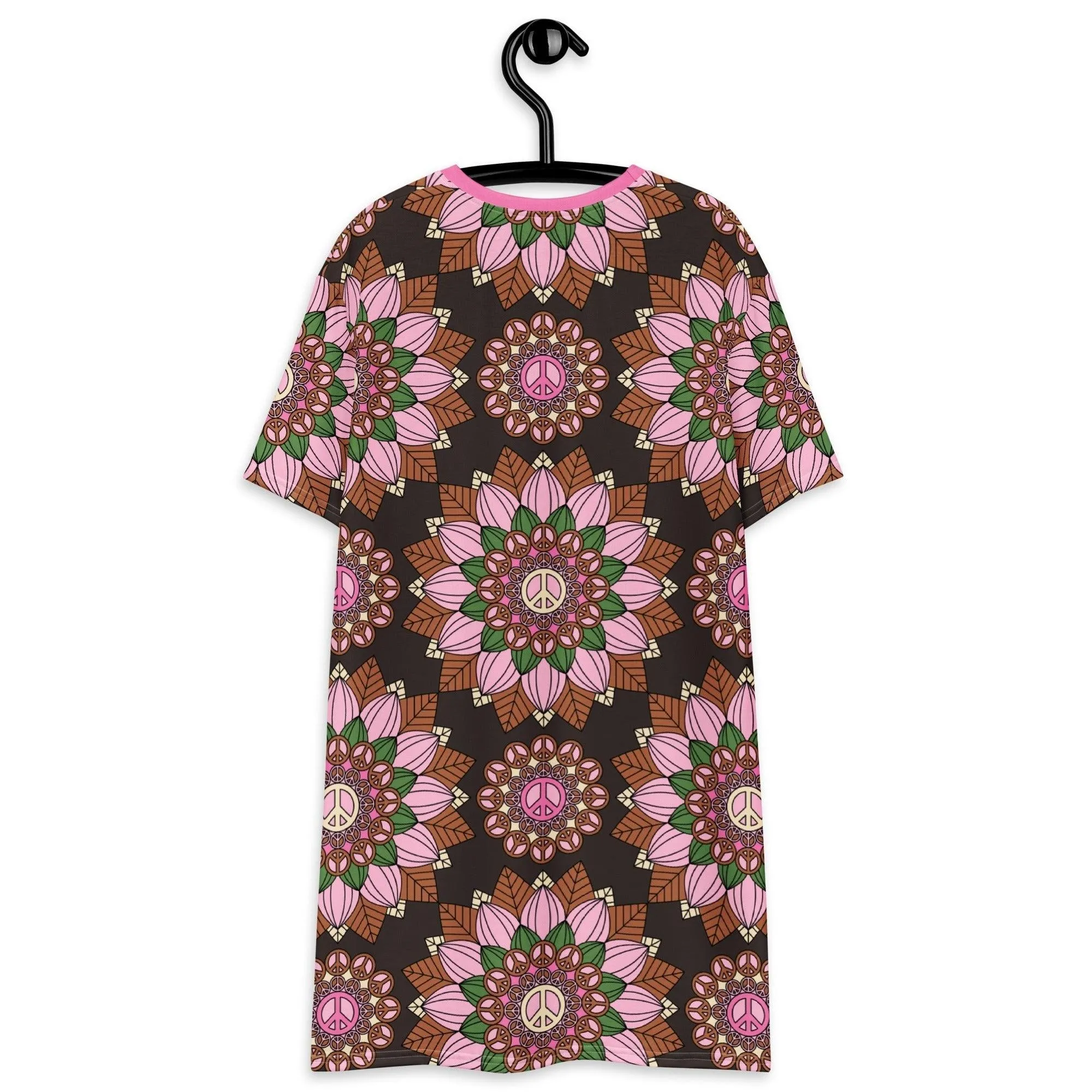 BLOOM WITH PEACE pink brown - T-shirt dress