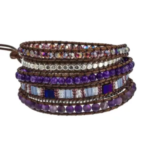 Boho Natural Stone Beadwork 5 Wraps Stainless Steel