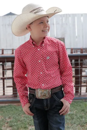 Boys Cinch Long Sleeve Red Western Shirt