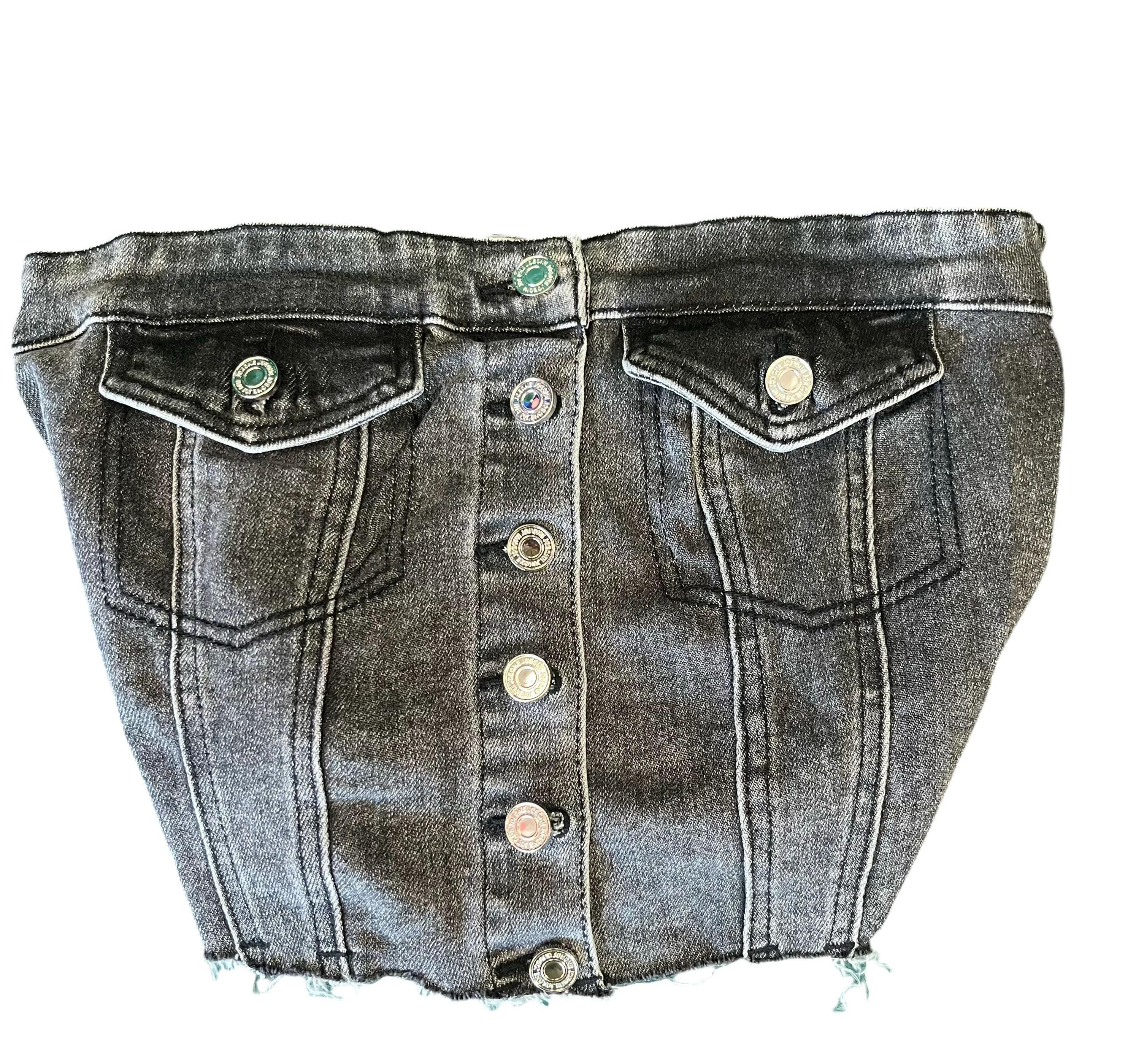 “Button Up” Denim Tube Top