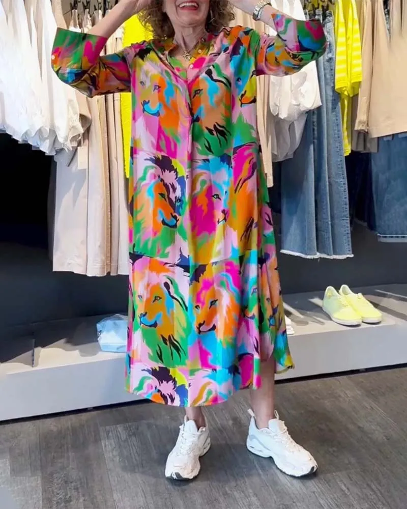 Color-printed pockets dress