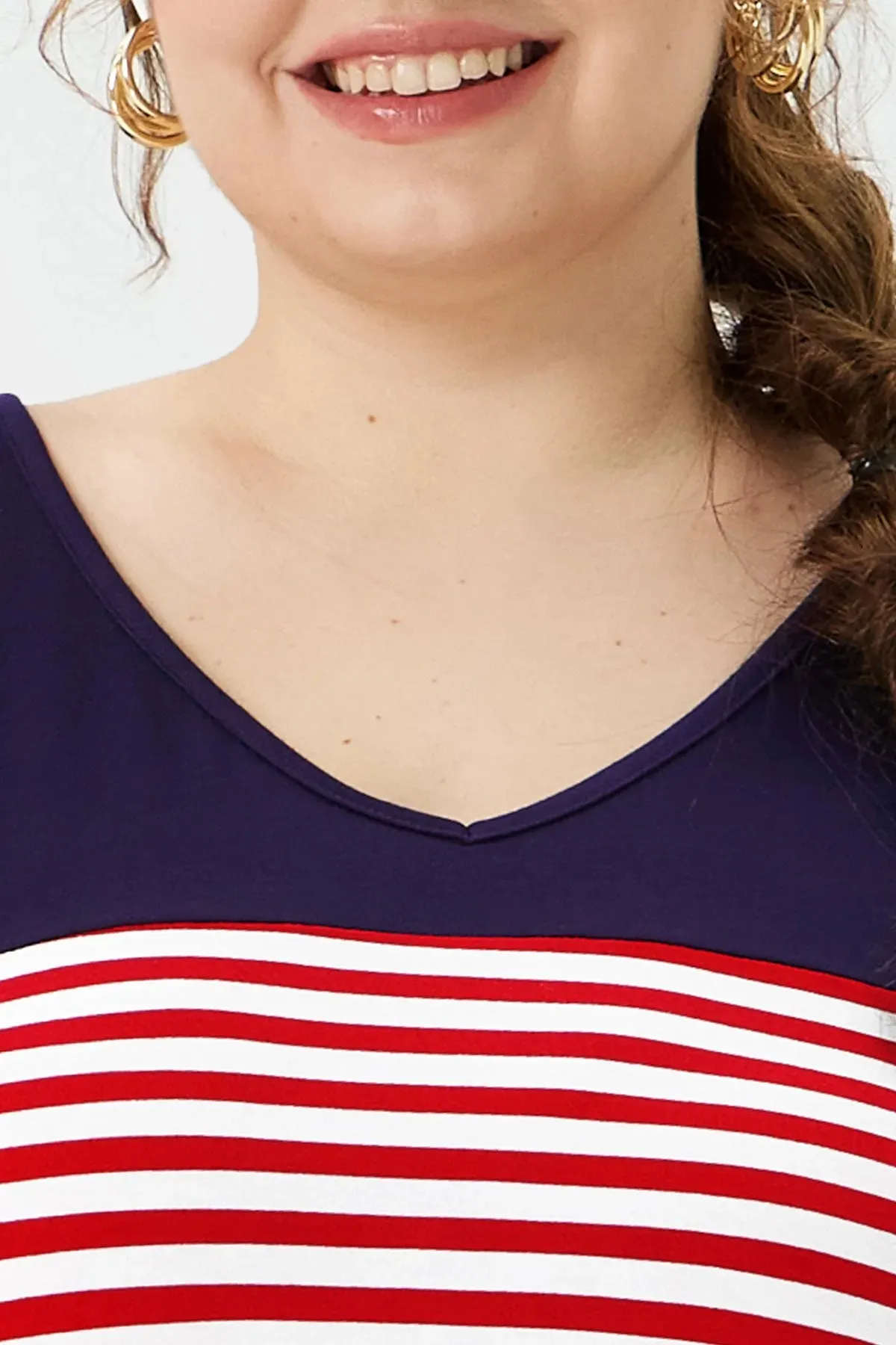 Colorblock Americal Flag Patterned V Neck Tank
