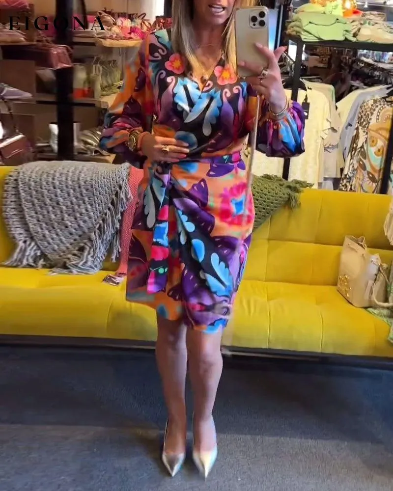 Colorful Printed Long Sleeve Dress