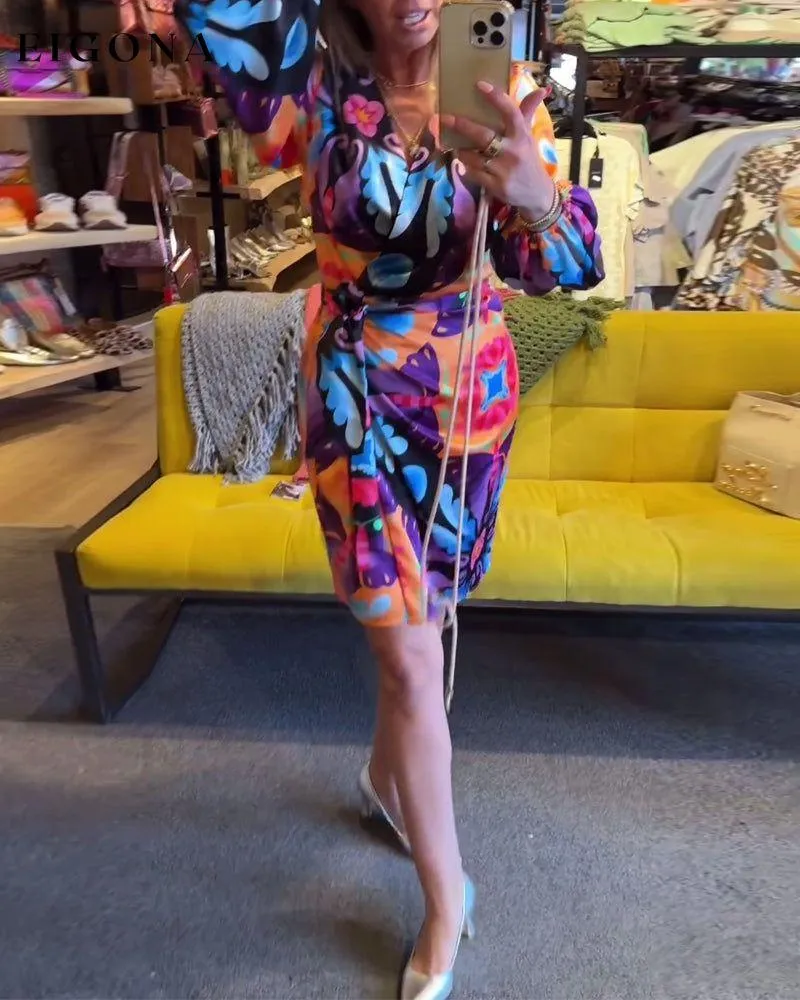 Colorful Printed Long Sleeve Dress