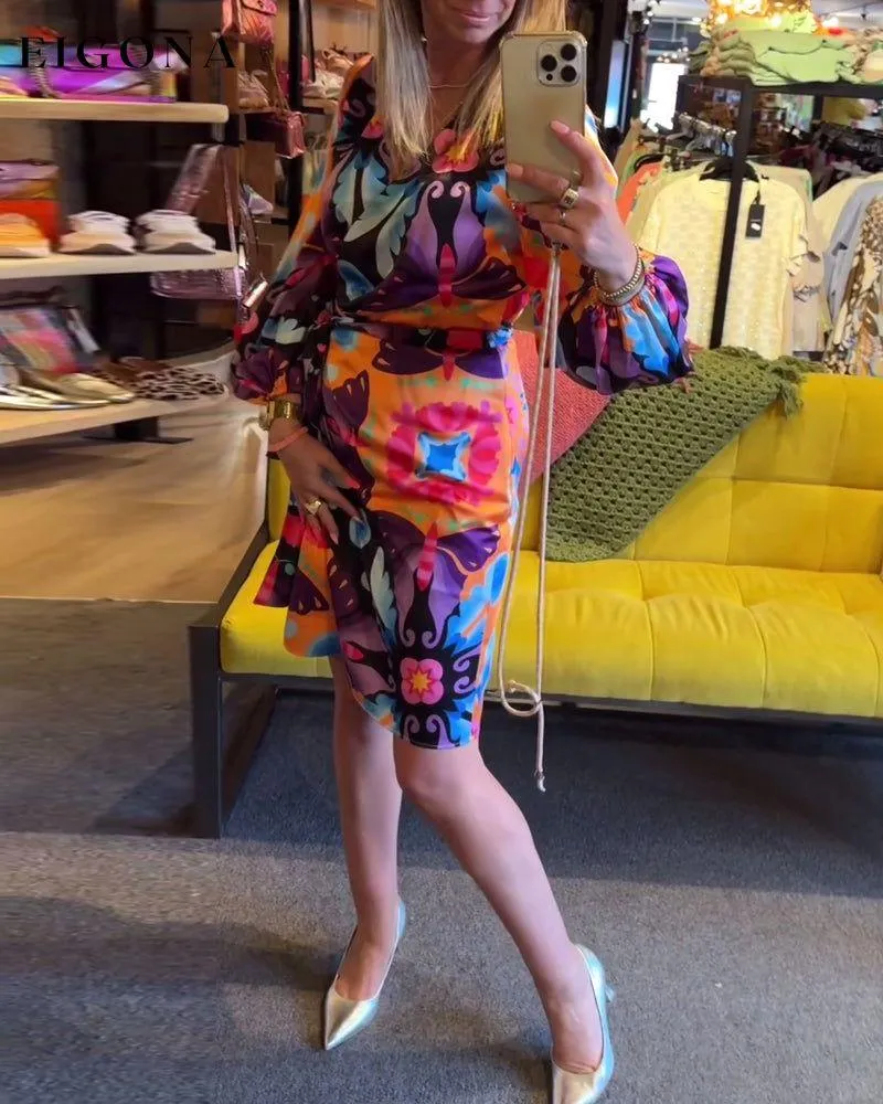 Colorful Printed Long Sleeve Dress