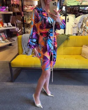 Colorful Printed Long Sleeve Dress