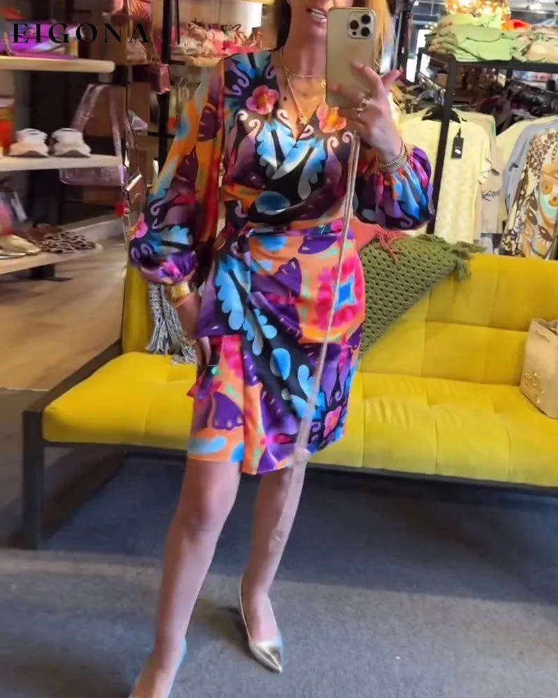 Colorful Printed Long Sleeve Dress