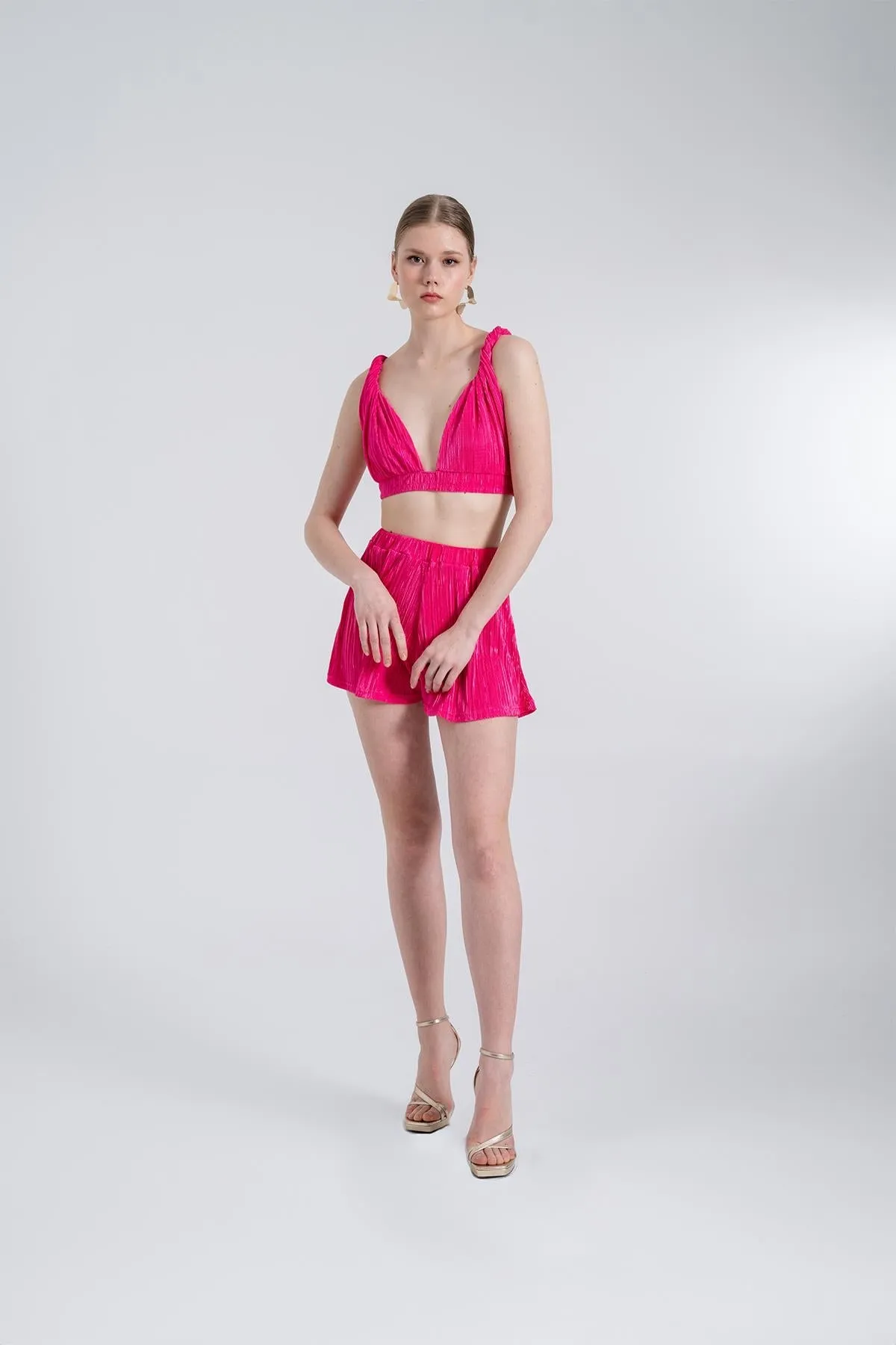 Comfy Elastic Waist Shorts Pink