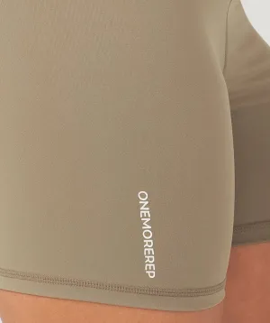 Core Booty Shorts (Khaki) by OneMoreRep