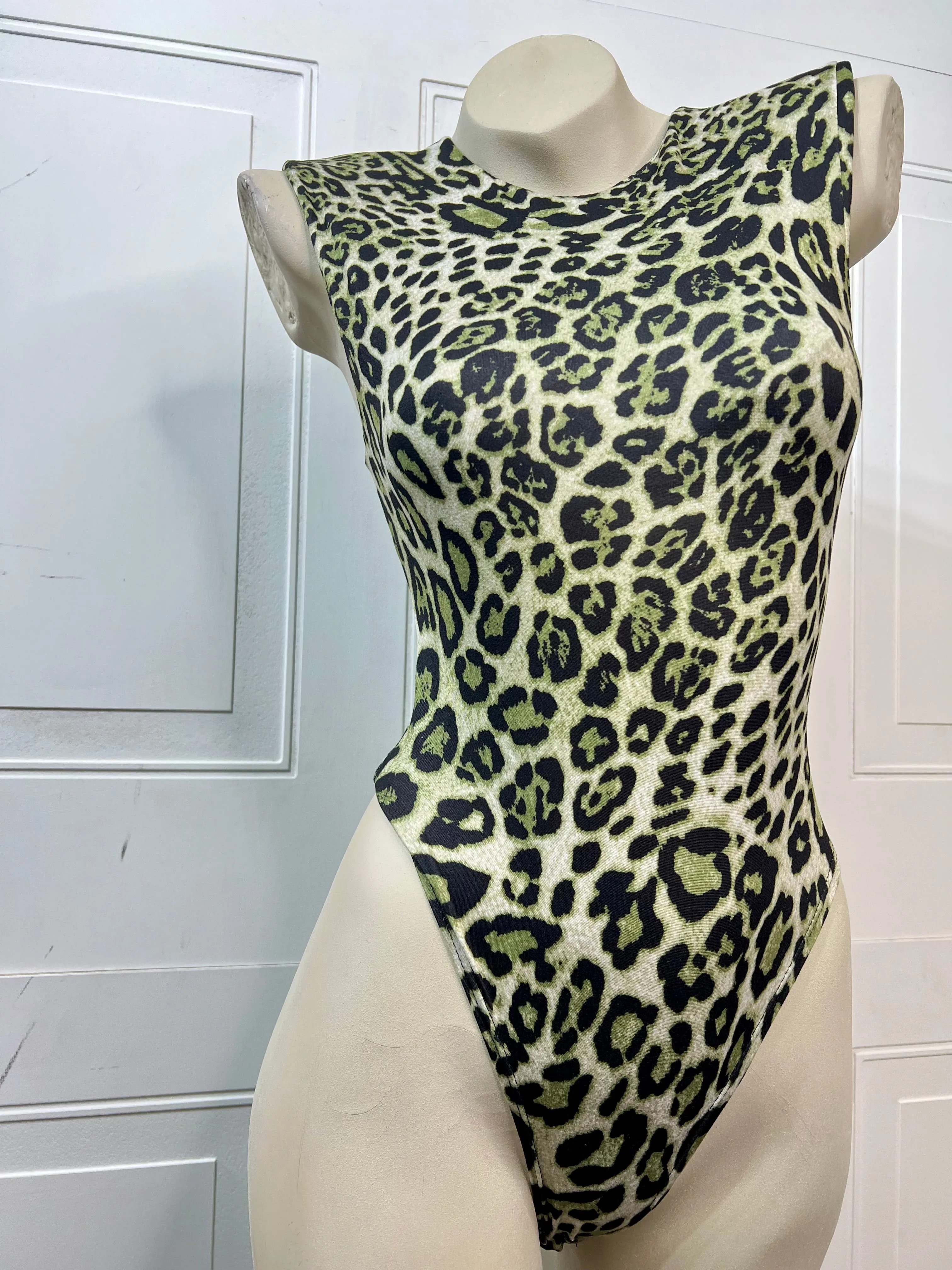 Daysi Green/Black Animal Print Bodysuit