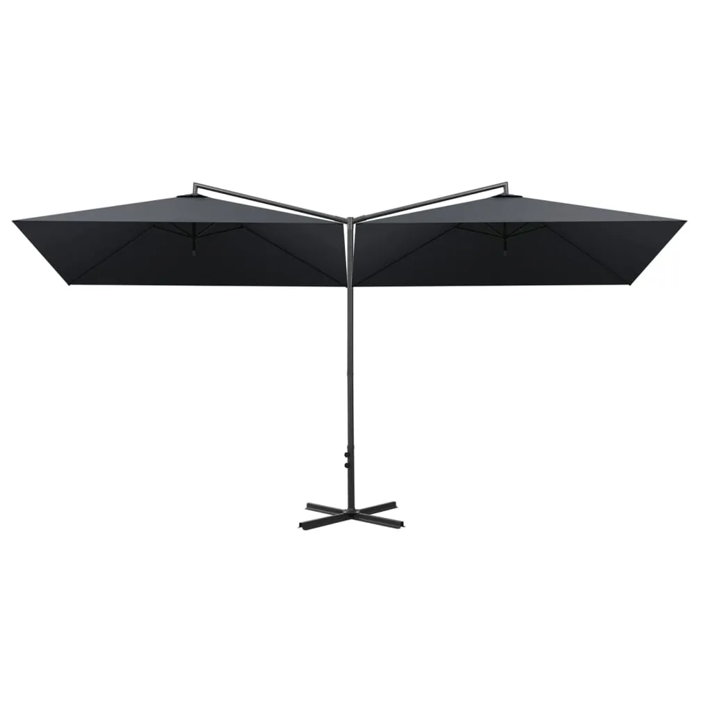 Double Parasol with Steel Pole Anthracite 600x300 cm