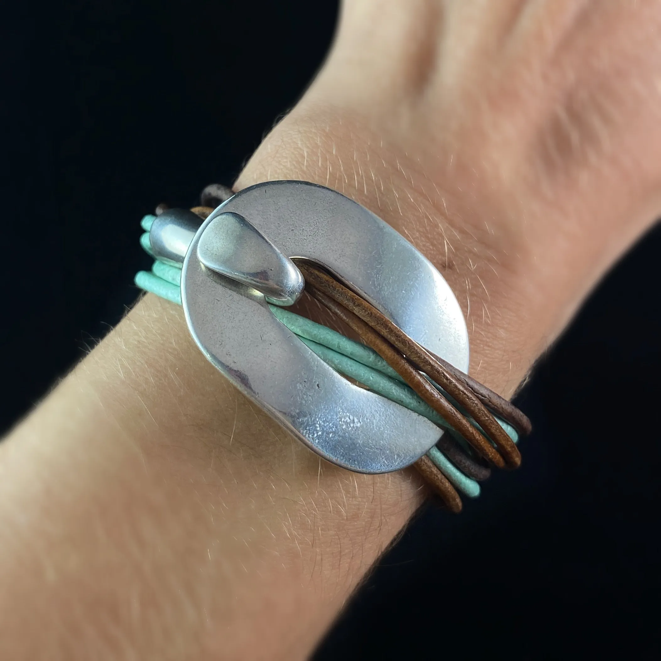 Double Wrap Leather Buckle Bracelet, Nickel Free, Hula Hula