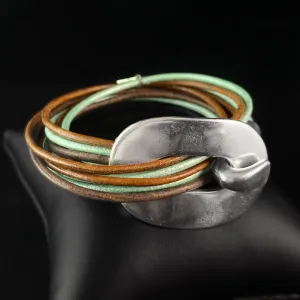 Double Wrap Leather Buckle Bracelet, Nickel Free, Hula Hula
