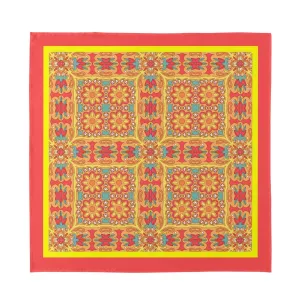 Elegant Scarf, Orange Pink Floral Square Scarf, 70s Style Scarf, Retro Bandana, Designer Scarf, Imitation Silk Scarf