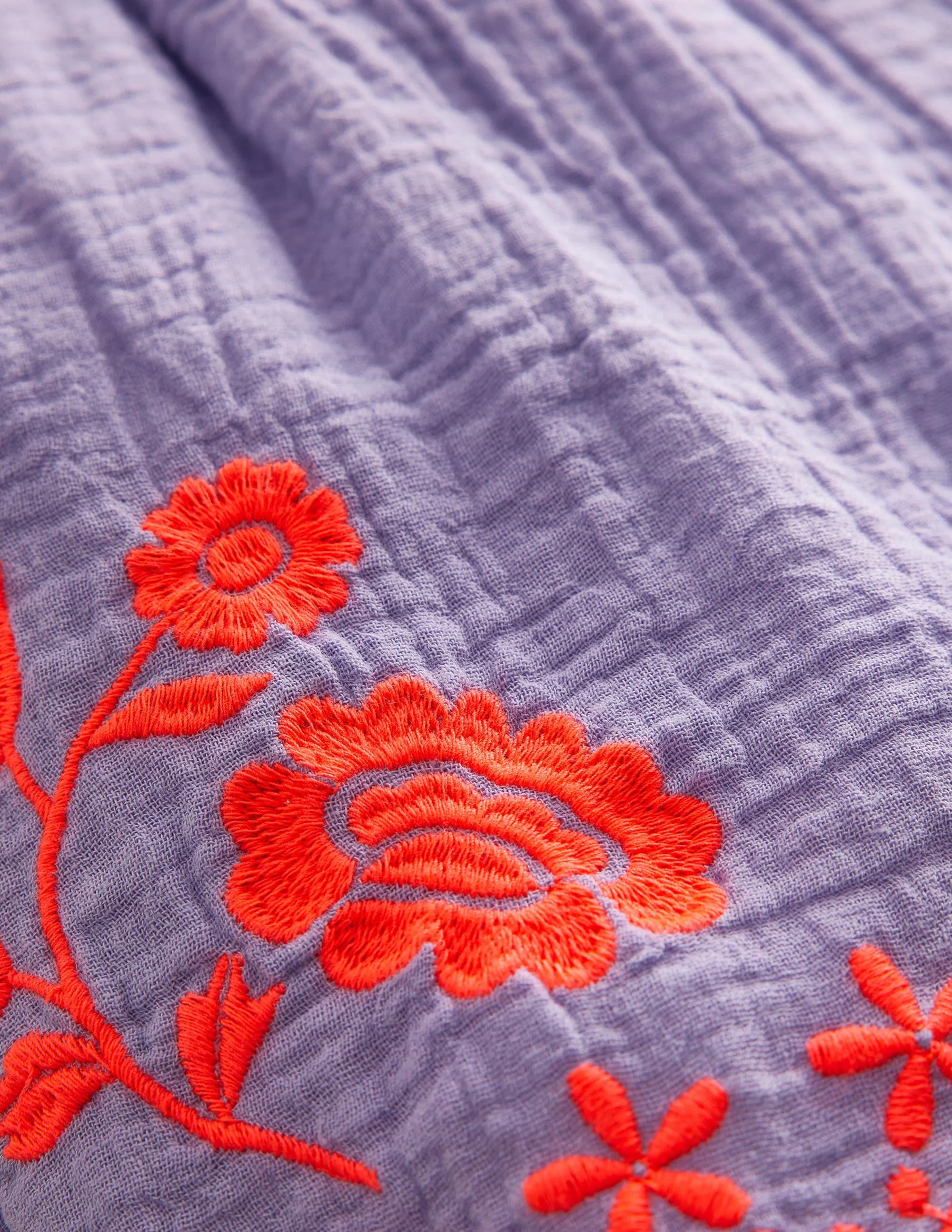 Embroidered Hem Shorts-Pretty Lavender
