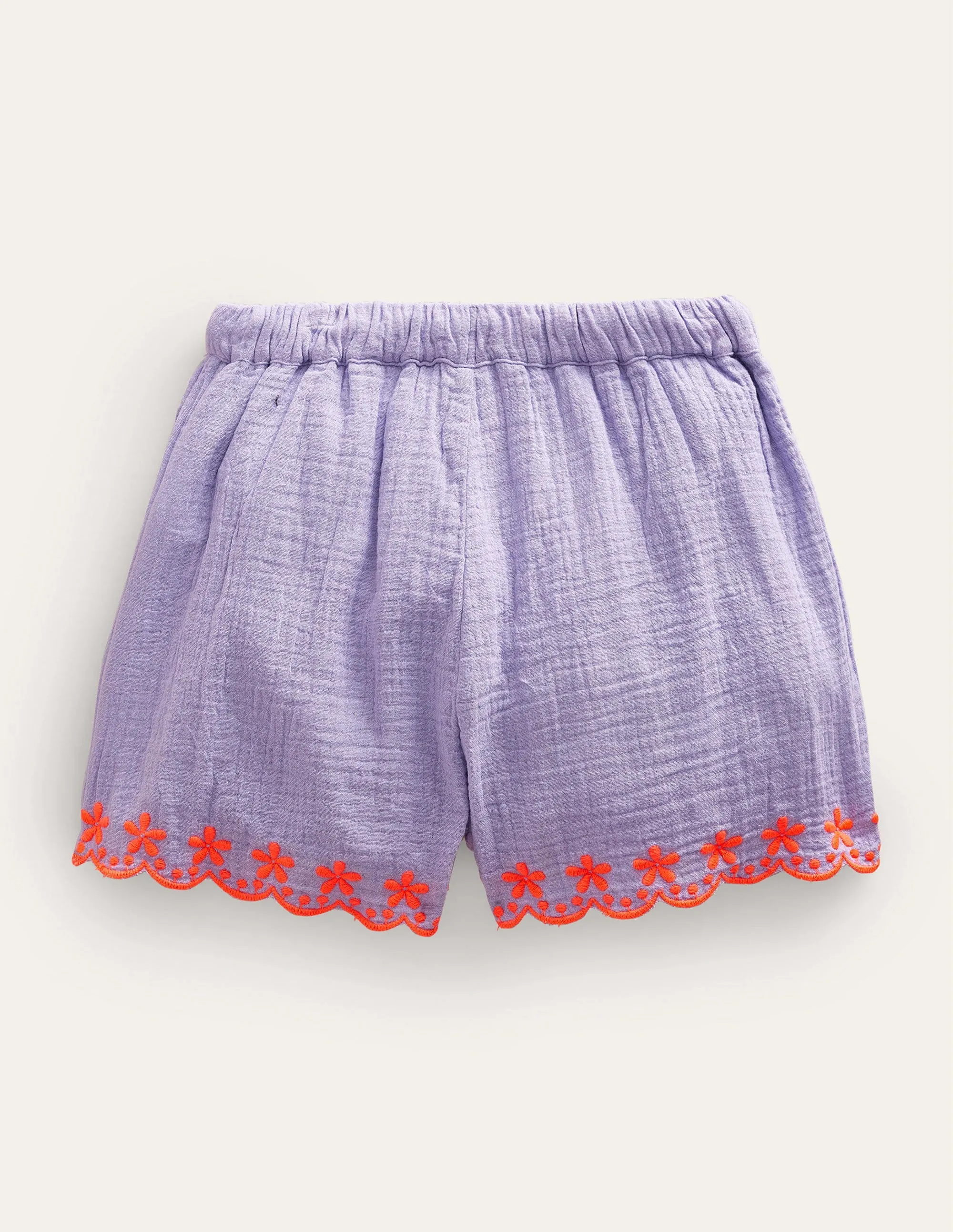Embroidered Hem Shorts-Pretty Lavender
