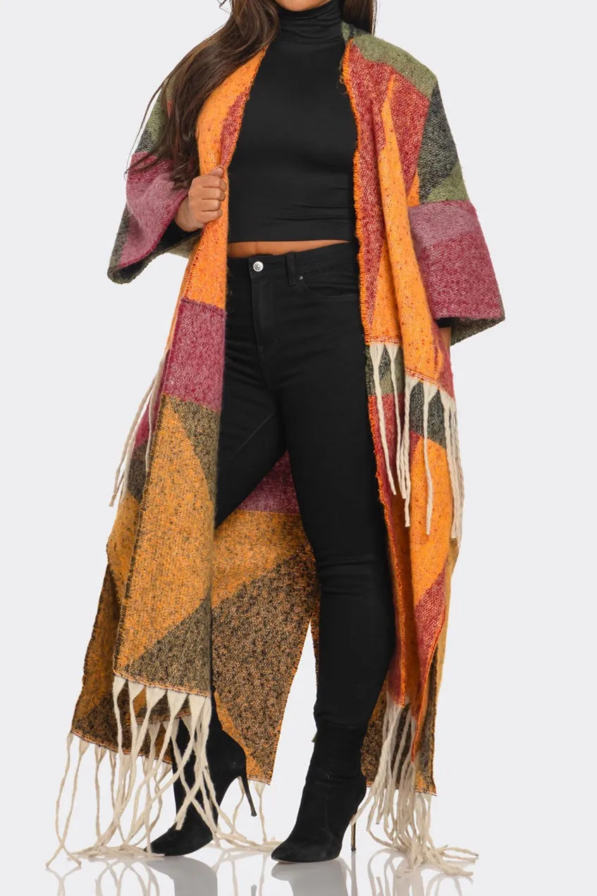 Falling Printed Maxi Cardigan