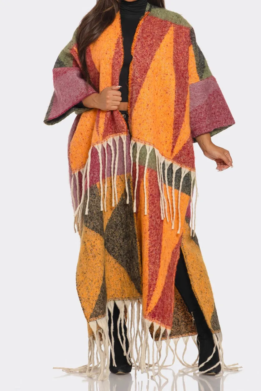 Falling Printed Maxi Cardigan