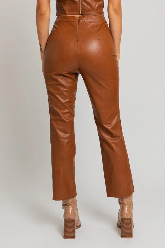 Faux Leather Straight Leg Pants