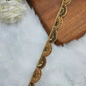 Golden and Coffee Brown Embellished Handwork Trim (Wholesale)