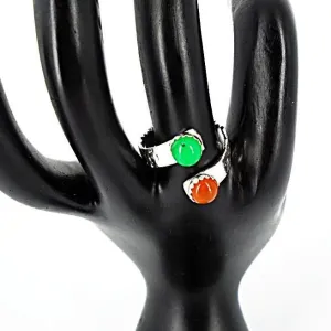 Handmade Hammered .925 Sterling Silver Bypass Chakra Ring – Sacral & Heart Cabochons