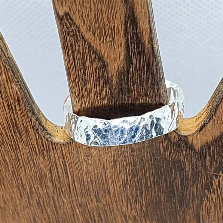 Handmade Hammered .925 Sterling Silver Bypass Chakra Ring – Sacral & Heart Cabochons