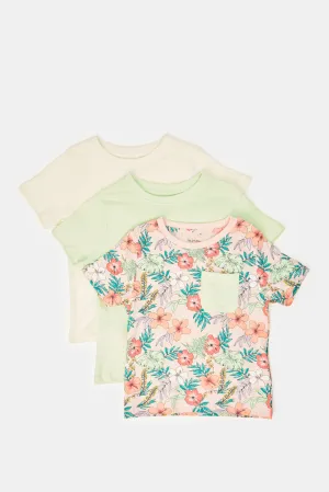 Infant Boys Assorted Printed T-Shirts  (Pack of 3)