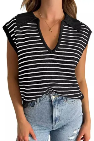 Josie Striped V Neck Sleevless Top