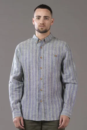 Just Another Fisherman Stripe Anchorage Shirt - Blue/Moss Stripe