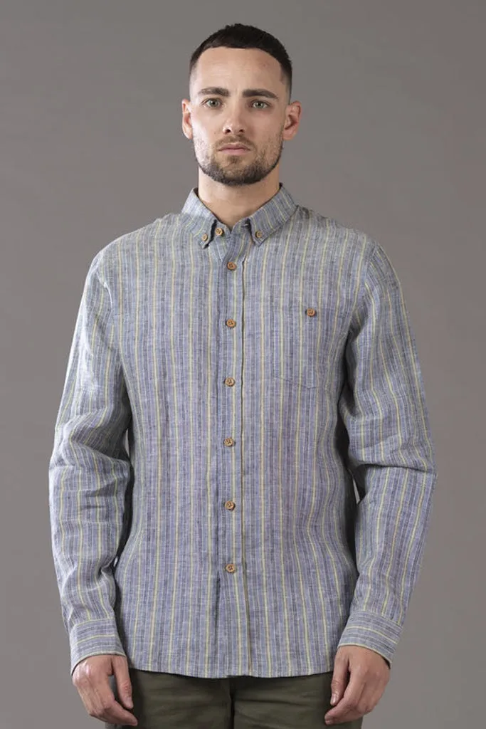Just Another Fisherman Stripe Anchorage Shirt - Blue/Moss Stripe