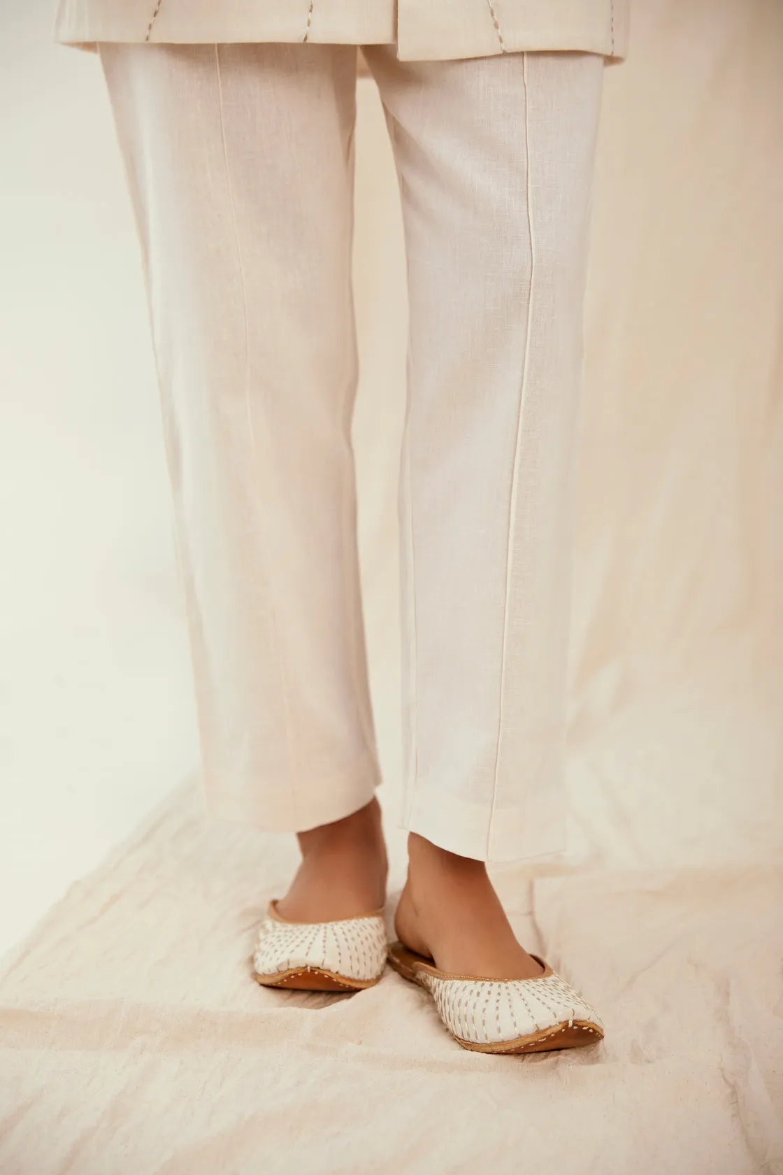 linen Narrow Pants Beige, Green and Oatmilk