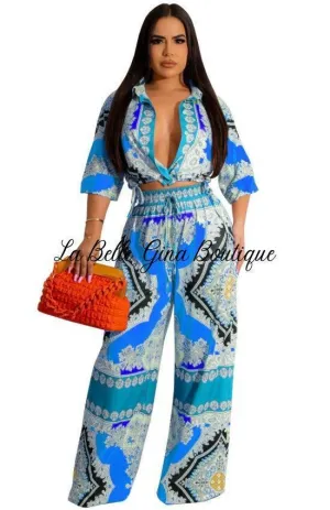 Lucie Casual Print Top and Pants Two-piece set-FINAL SALE