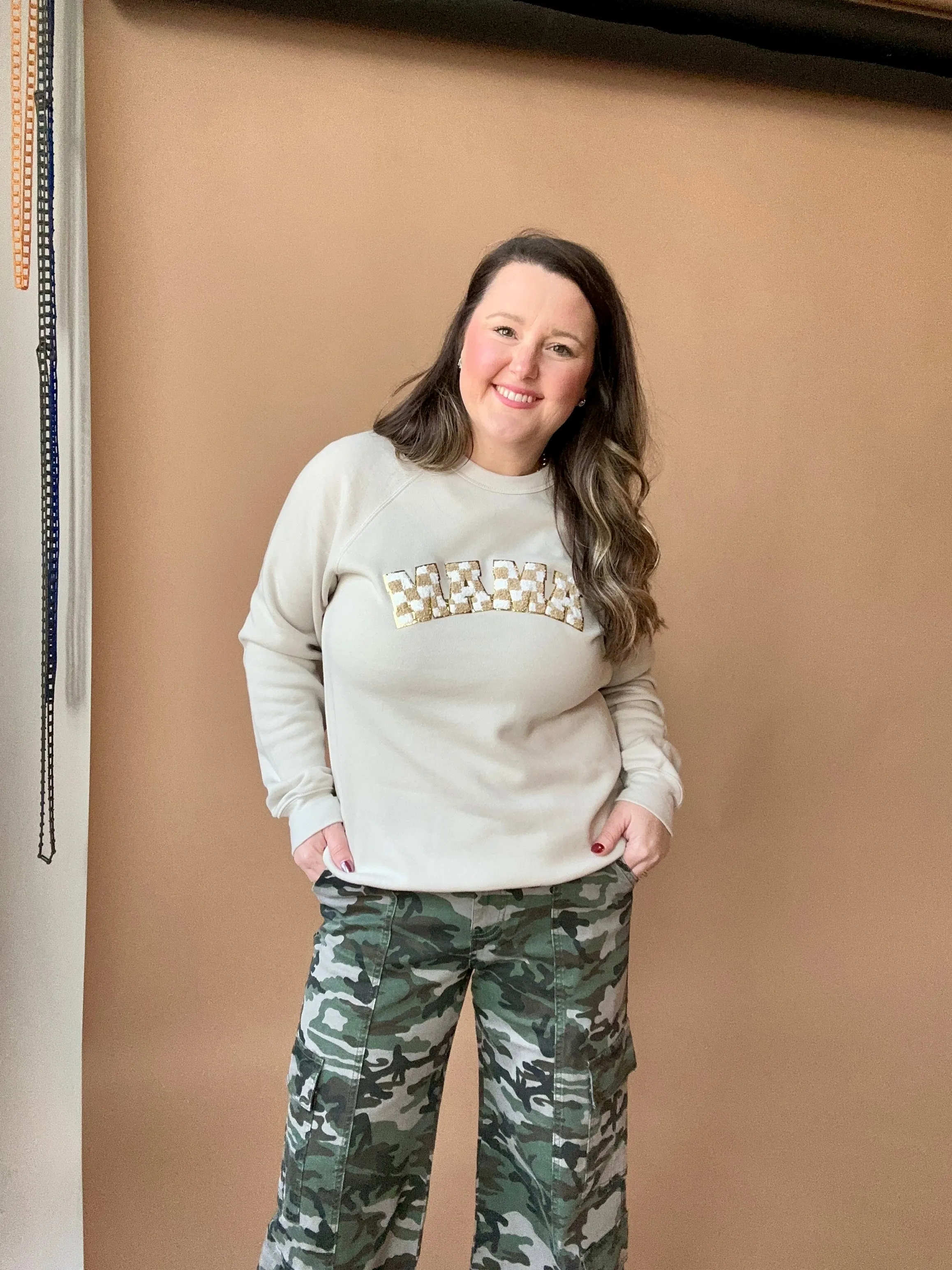 MAMA checker chenille patch Sweatshirt