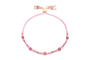Meadow Gold & Pink Tourmaline Beaded Slider Bracelet