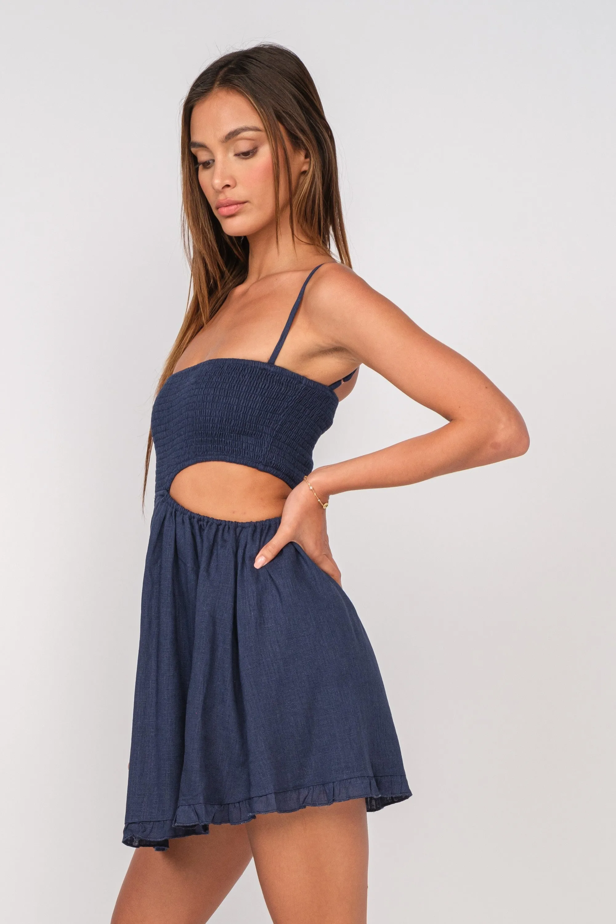 Nadia Navy Blue Cutout Mini Dress