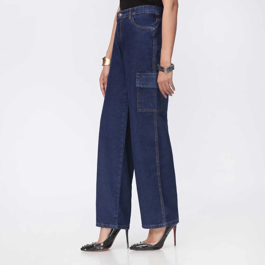 Navy Cargo Denim Pant PW3615