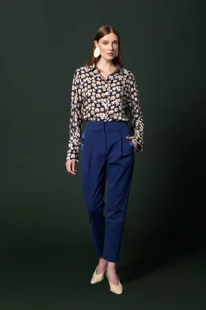 Pleated Classic Pants Navy Blue